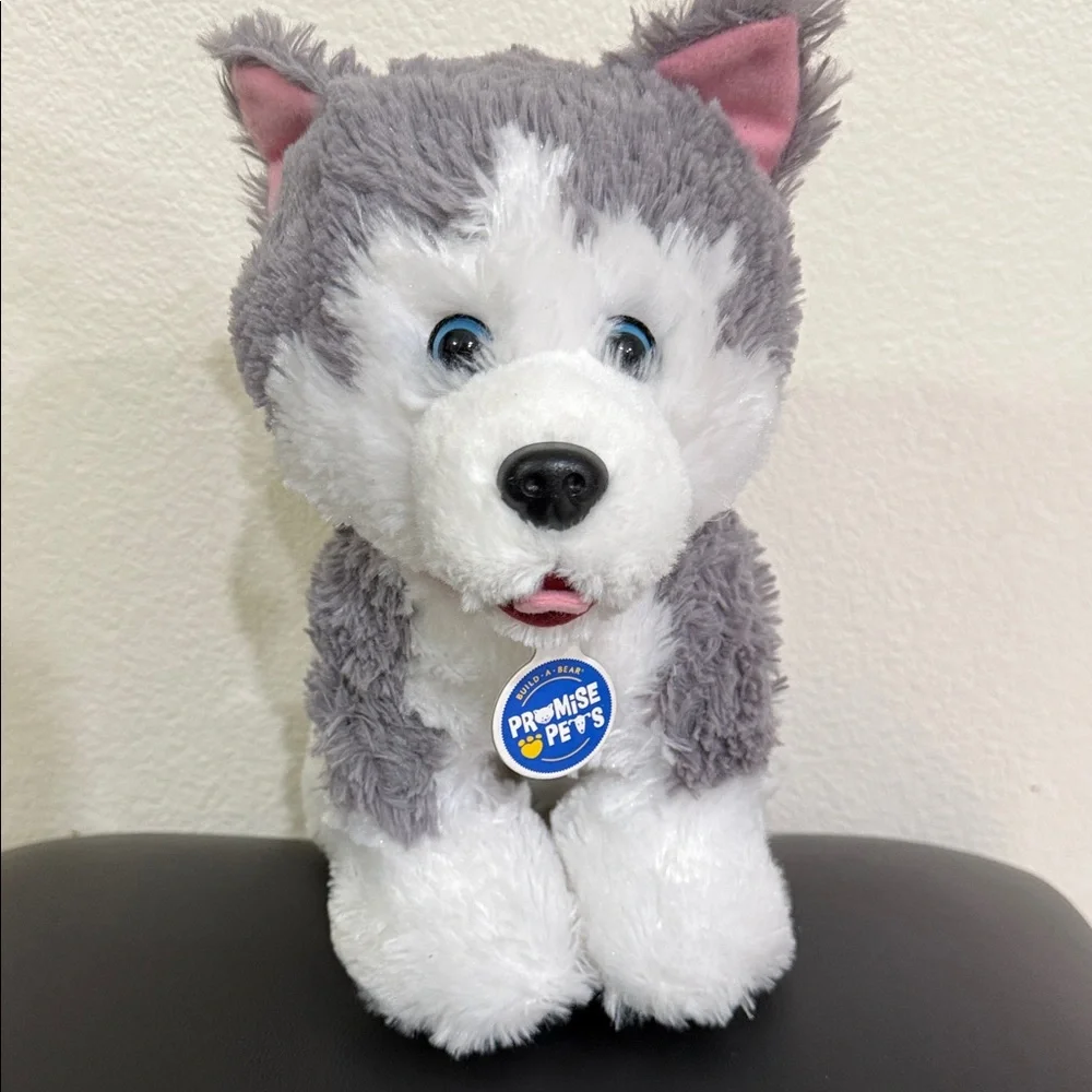Build a Bear Promise Plush Husky Toy in Gray and White EUC